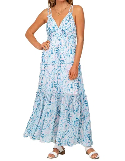Aemi + Co Ruffled Floral Maxi Dress In Blue