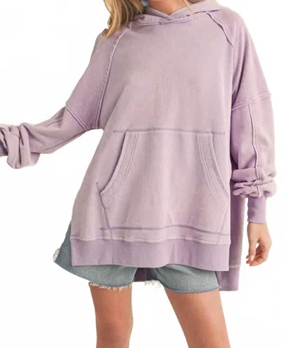Aemi + Co Side Slit Hoodie In Lilac
