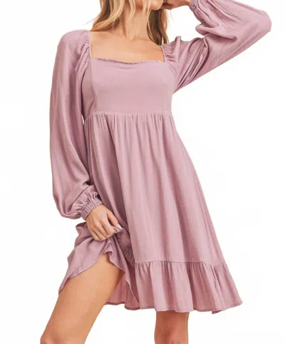 Aemi + Co Taya Balloon Sleeve Mini Dress In Mauve In Multi