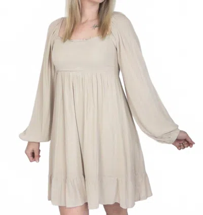 Aemi + Co Textured Square Neck Puff Sleeve Dress In Ecru In Neutral