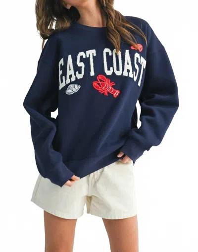 Aemi + Co Women's East Coast Sweatshirt Top In Navy Blue