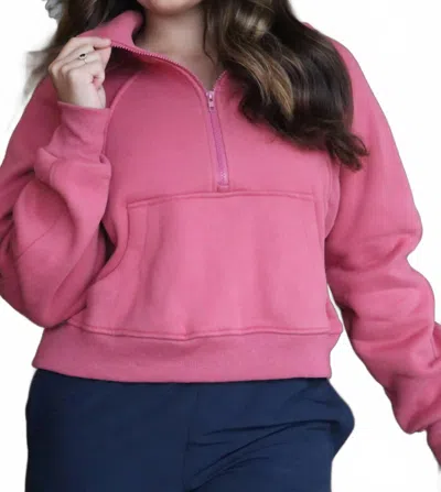 Aemi + Co Women's Funnel Neck Half Zip In Berry In Pink