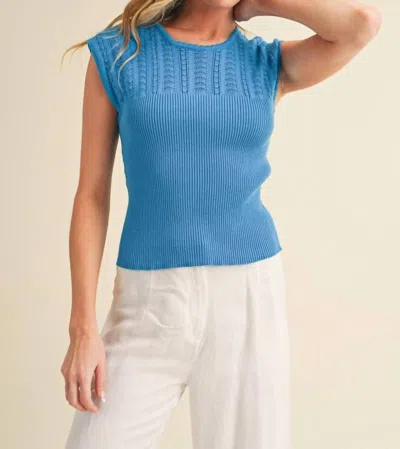 Aemi + Co Women's Tara Openwork Cap Sleeve Knit Top In Blue