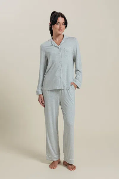 Aeptom Natural Long Sleeve Pajama Top Shirt In Light Grey