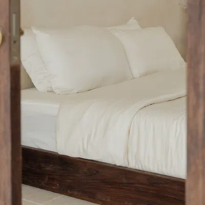 Aeptom Organic Natural Sateen Bed Sheet Set In Cream