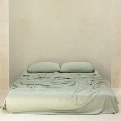 Aeptom Organic Natural Sateen Bed Sheet Set In Sage