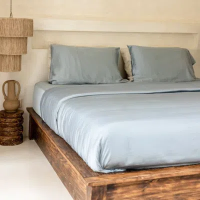 Aeptom Organic Natural Sateen Bed Sheet Set In Slate Blue