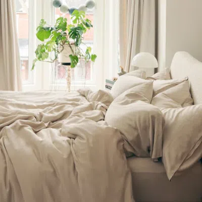 Aeptom Organic Natural Sateen Bed Sheet Set In Stone