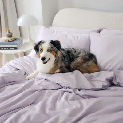 Aeptom Organic Natural Sateen Duvet Cover Set In Misty Lilac