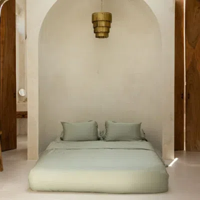 Aeptom Organic Natural Sateen Duvet Cover Set In Sage