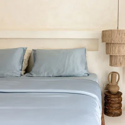 Aeptom Organic Natural Sateen Duvet Cover Set In Slate Blue