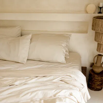 Aeptom Organic Natural Sateen Fitted Sheet In Oatmeal