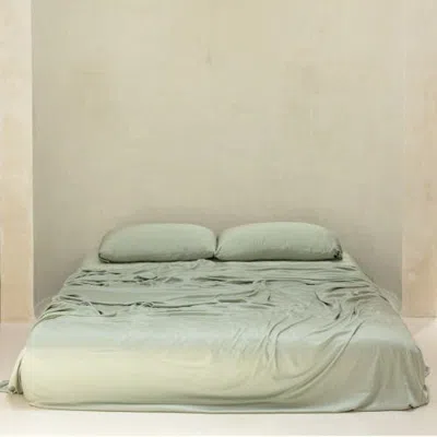 Aeptom Organic Natural Sateen Fitted Sheet In Sage