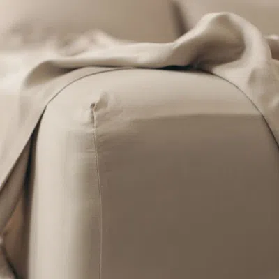 Aeptom Organic Natural Sateen Fitted Sheet In Stone