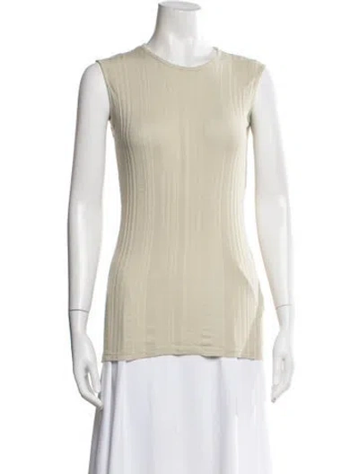 Pre-owned Aequamente Crew Neck Sleeveless Top In Neutral
