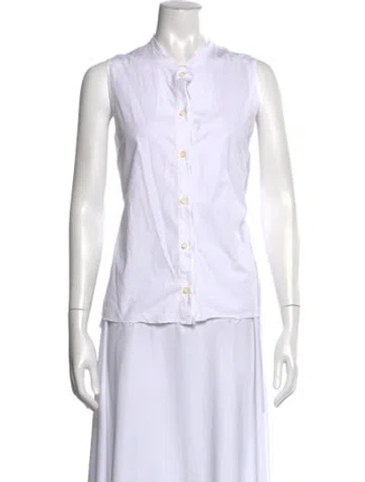 Pre-owned Aequamente Sleeveless Button-up Top In White