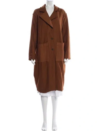 Pre-owned Aequamente Wool Faux Fur Coat W/ Tags In Brown