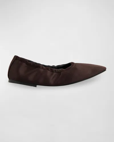 Aera Carla Satin Ballerina Shoes In Brown