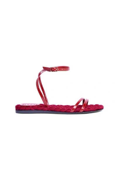 Aera Faye Vegan Flat Sandal In Red