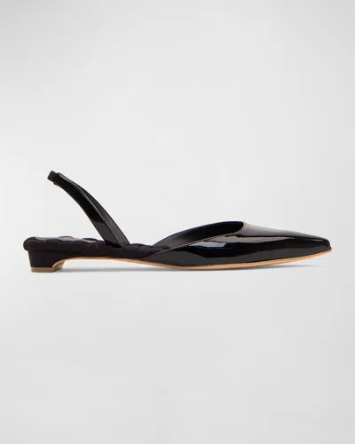 Aera Jackie Vegan Patent Slingback Ballerina Flats In Black