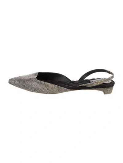 Pre-owned Aera Patterned Slingback Flats In Gold