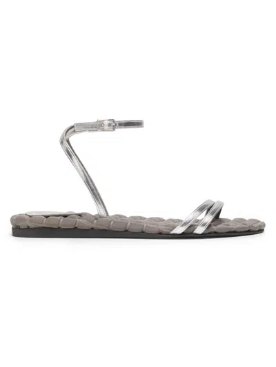 Aera Women's Faye Vegan Leather Flat Sandals In Silver