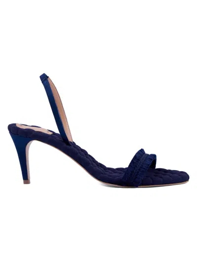 Aera Women's Luna 70mm Grosgrain-fringe Sandals In Blue