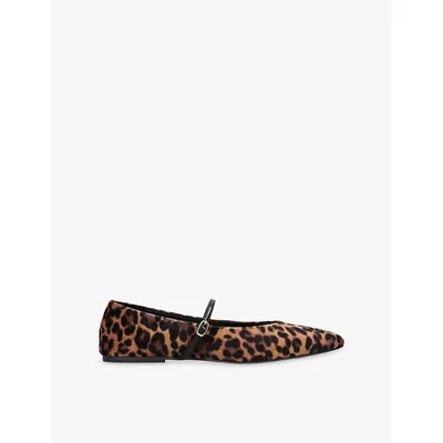 Aera Womens  Mina Ballerina Leopard Velvet Flats In Multi