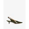Aera Womens Green Silvana 50 Faux Patent-leather Slingback Courts Eur 38.5 / 5.5 Uk In Green