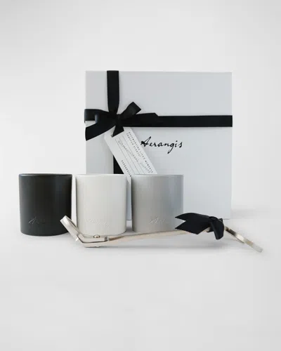 Aerangis Quintessential Journey Candle Gift Set, 3 X 3.5 Oz. In White