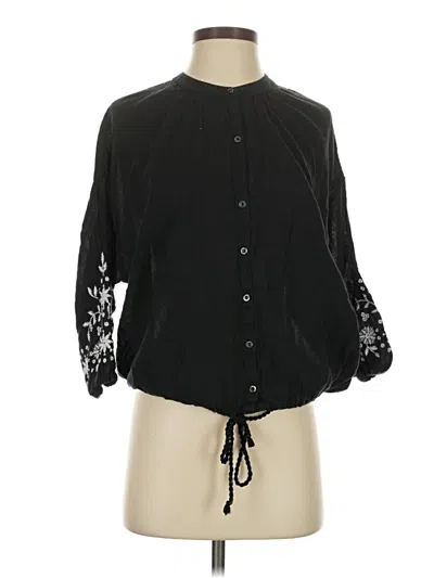 Pre-owned Aerie 3/4 Sleeve Blouse In Black