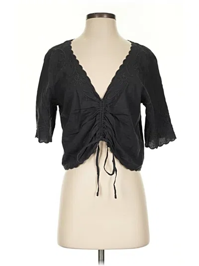 Pre-owned Aerie 3/4 Sleeve Blouse In Black