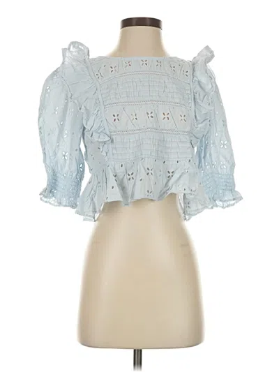 Pre-owned Aerie 3/4 Sleeve Blouse In Blue