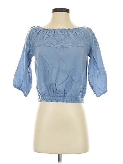 Pre-owned Aerie 3/4 Sleeve Blouse In Blue