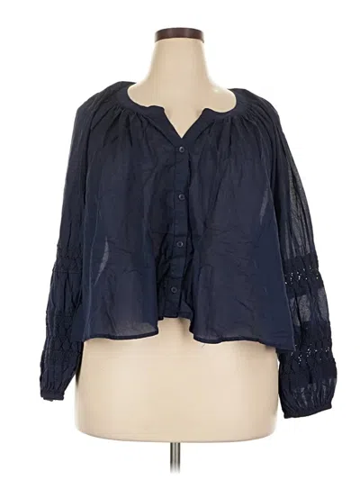 Pre-owned Aerie 3/4 Sleeve Blouse In Blue