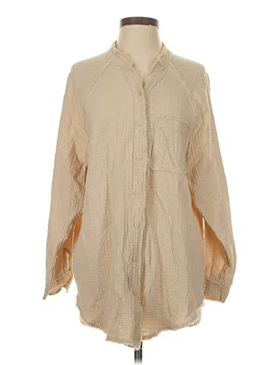 Pre-owned Aerie 3/4 Sleeve Blouse In Tan
