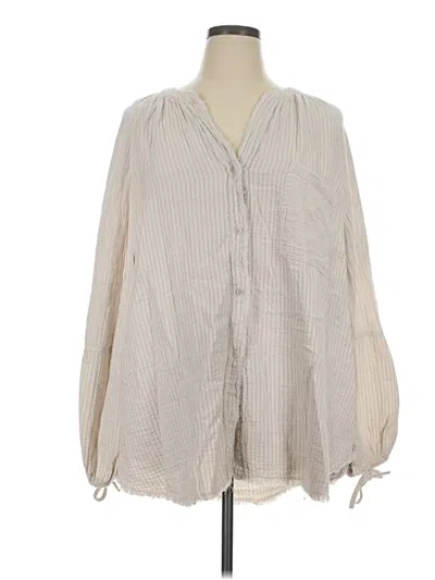 Pre-owned Aerie 3/4 Sleeve Blouse In Tan