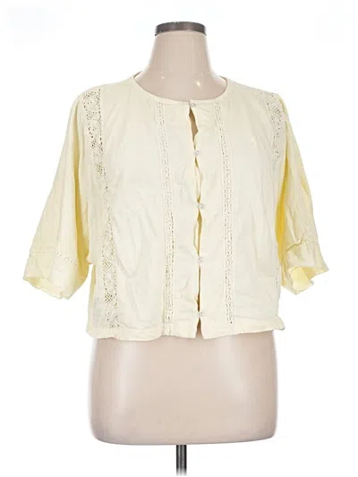 Pre-owned Aerie 3/4 Sleeve Blouse In White