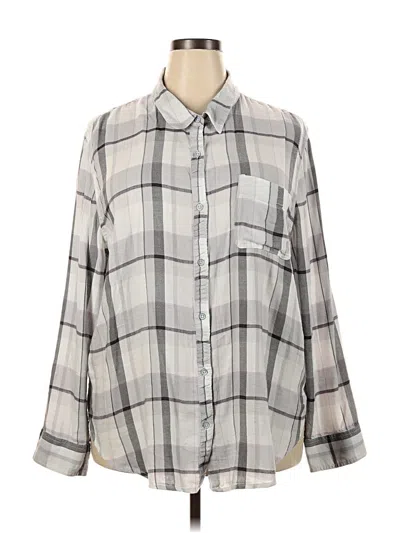 Pre-owned Aerie 3/4 Sleeve Button Down Shirt In Gray