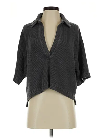 Pre-owned Aerie 3/4 Sleeve Button Down Shirt In Gray