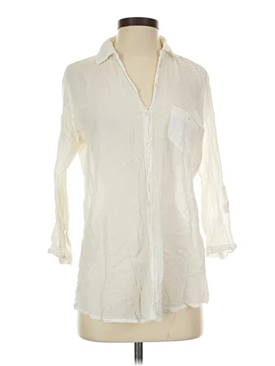 Pre-owned Aerie 3/4 Sleeve Button Down Shirt In Ivory