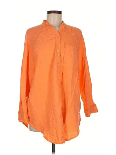 Pre-owned Aerie 3/4 Sleeve Button Down Shirt In Orange