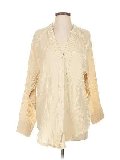 Pre-owned Aerie 3/4 Sleeve Button Down Shirt In White