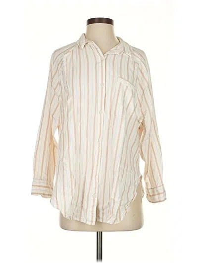 Pre-owned Aerie 3/4 Sleeve Button Down Shirt In White