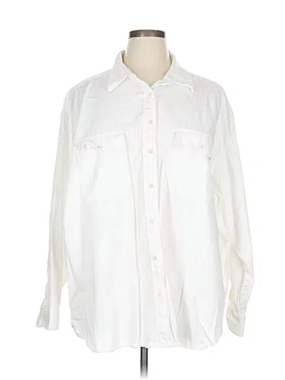 Pre-owned Aerie 3/4 Sleeve Button Down Shirt In White