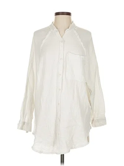 Pre-owned Aerie 3/4 Sleeve Button Down Shirt In White