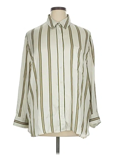 Pre-owned Aerie 3/4 Sleeve Button Down Shirt In White