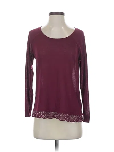 Pre-owned Aerie 3/4 Sleeve T-shirt In Burgundy