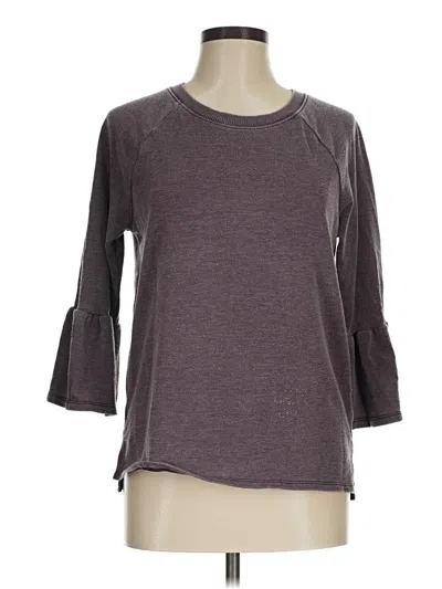 Pre-owned Aerie 3/4 Sleeve Top Gray Crew Neck Tops