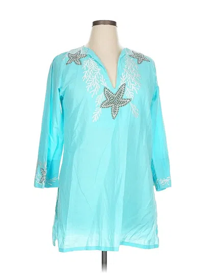 Pre-owned Aerie 3/4 Sleeve Top Green Open Neckline Tops